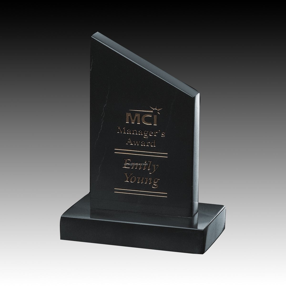 9 1/2" Black Newport Genuine Marble Award