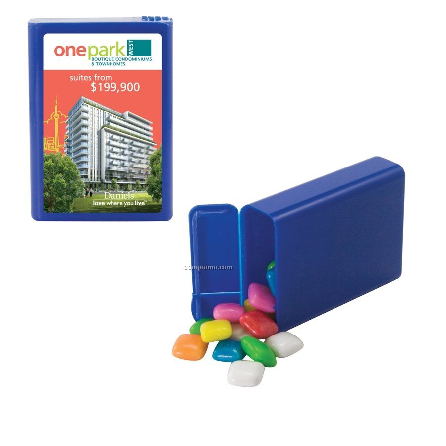 Blue Refillable Plastic Mint/ Candy Dispenser With Gum