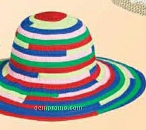 Ladies Poly Ribbon Multi Color Hat W/ 4