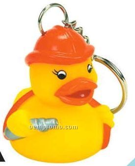 Rubber Fireman Duck Key Chain