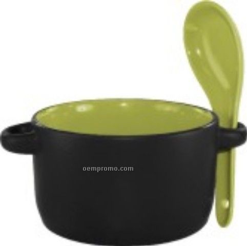 12.5 Oz. Hilo Ceramic Soup Mug W/Spoon
