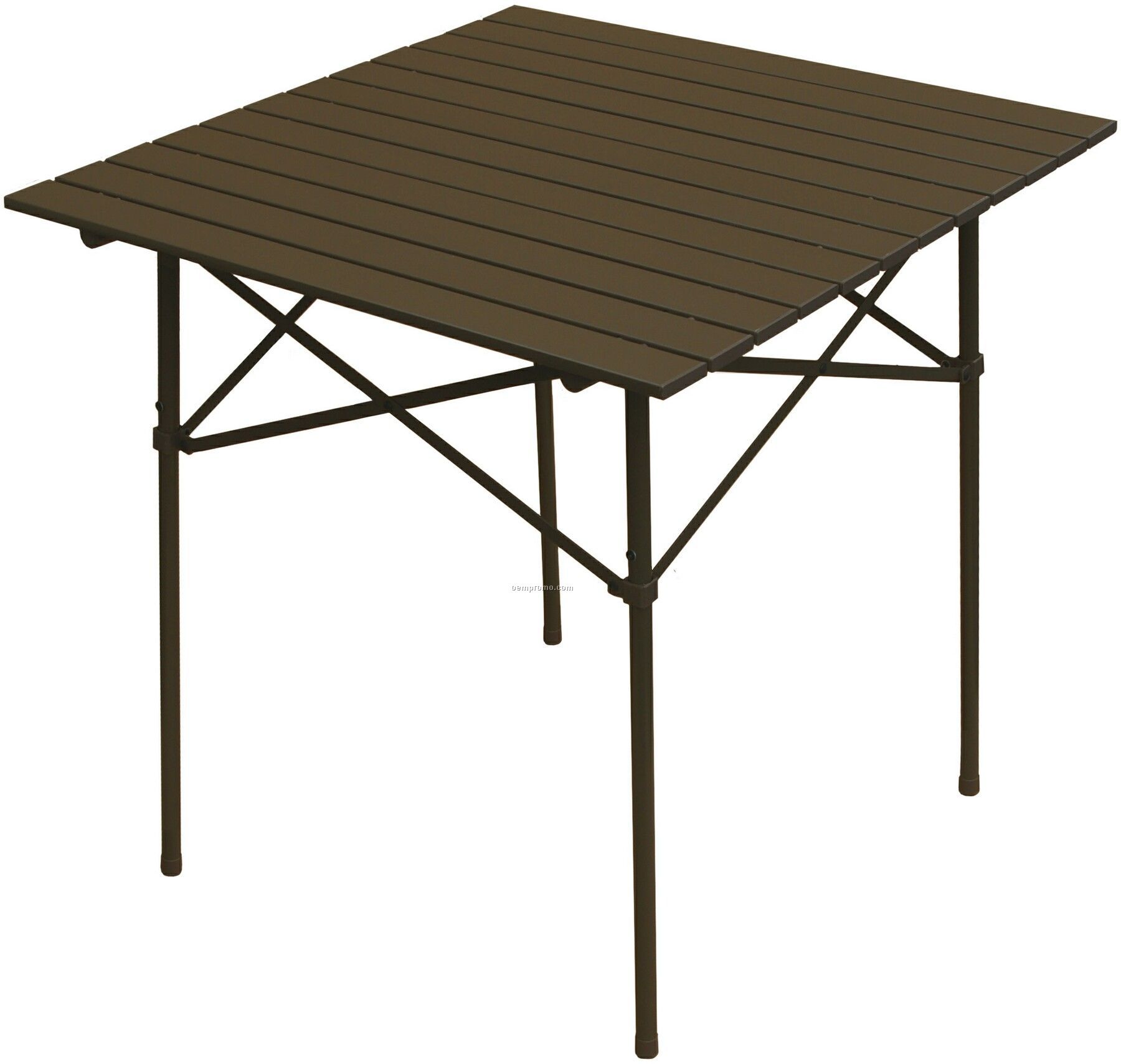 Collapsible Folding Brown Aluminum Table With Black Carry Bag