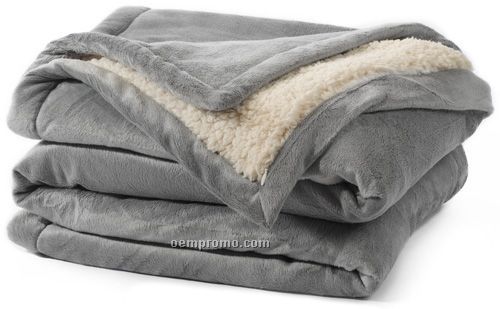 Gray Faux Sherpa Blanket
