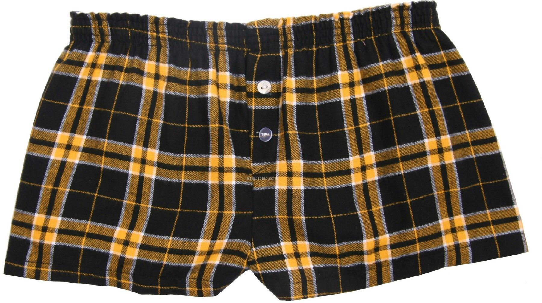 Ladies' Black/Gold Flannel Bitty Boxer Short With False Fly
