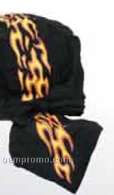 Skull/ Flames On Top And Tail Cotton Do Rag