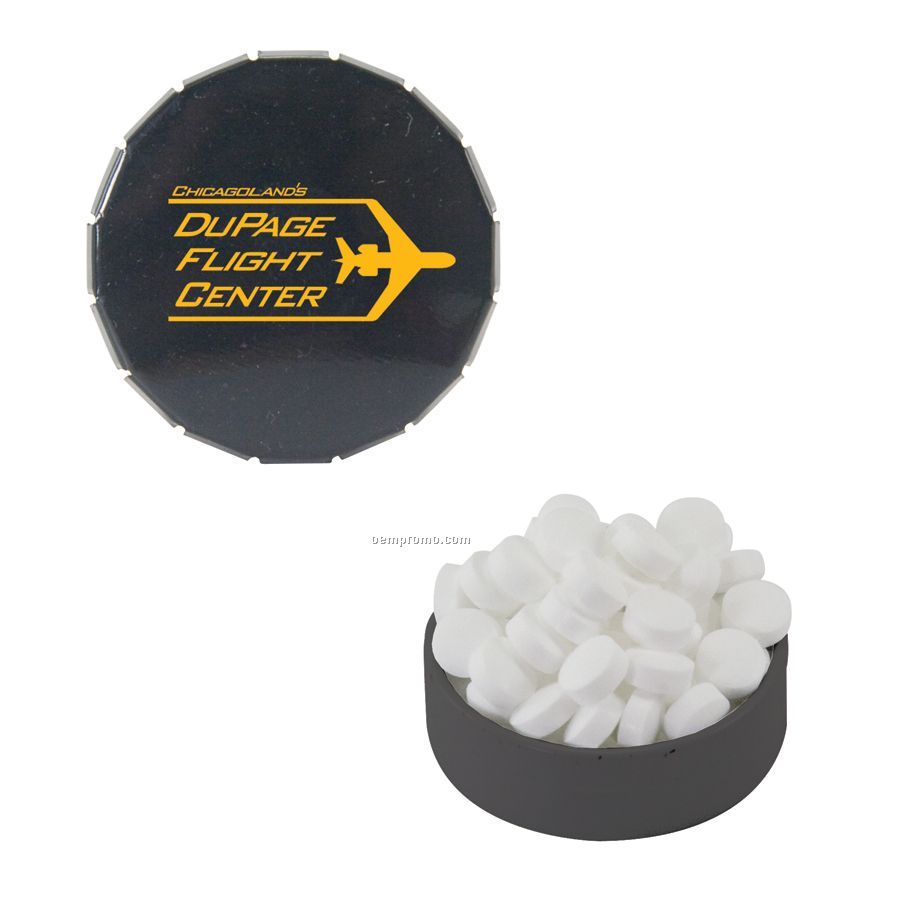 Small Black Snap-top Mint Tin Filled With Sugar Free Mints