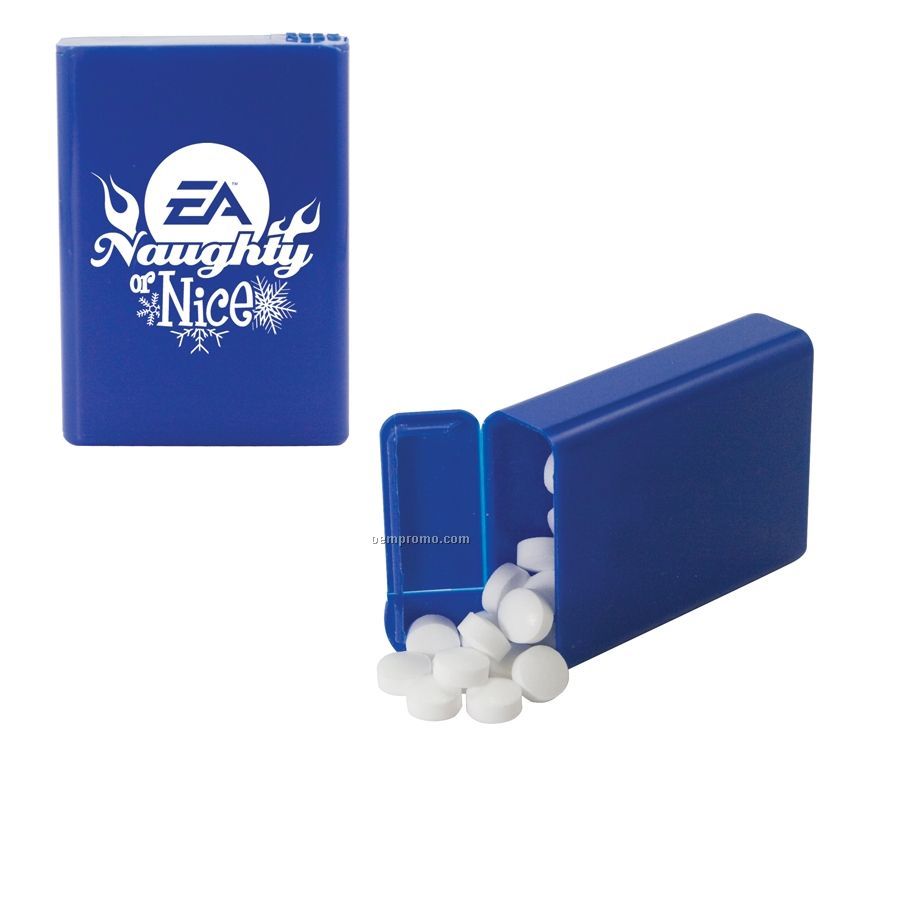 Blue Refillable Plastic Mint/ Candy Dispenser With Sugar-free Mints
