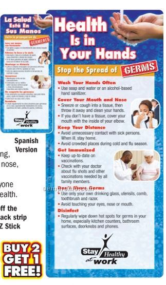 Health Is In Your Hands: Stop The Spread Of Germs Ez Stick Glancer(Spanish)
