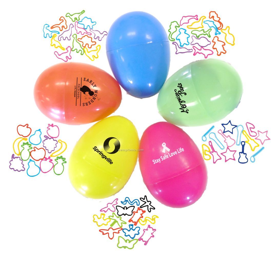 Novelty Shapes Rubber Bands In Egg Shaped Container Customized With Logo
