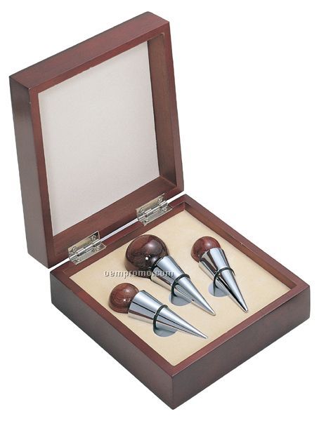 3-piece Rosewood Wine Stopper Set