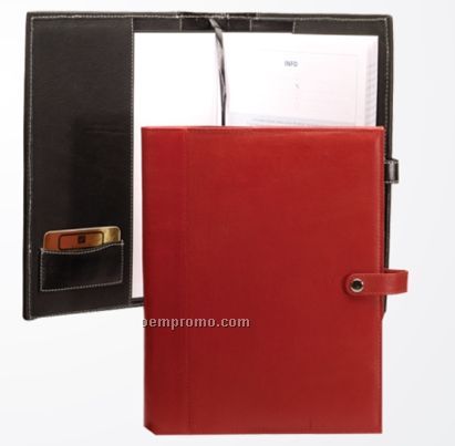 Dark Brown Leatherette Journal Cover W/ Button Closure & 8.5"X11" Note Pad