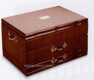 Provincial Two Drawer Flatware Chest/ Mahogany