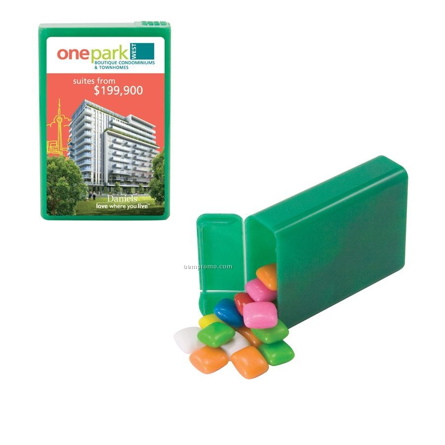 Green Refillable Plastic Mint/ Candy Dispenser With Gum