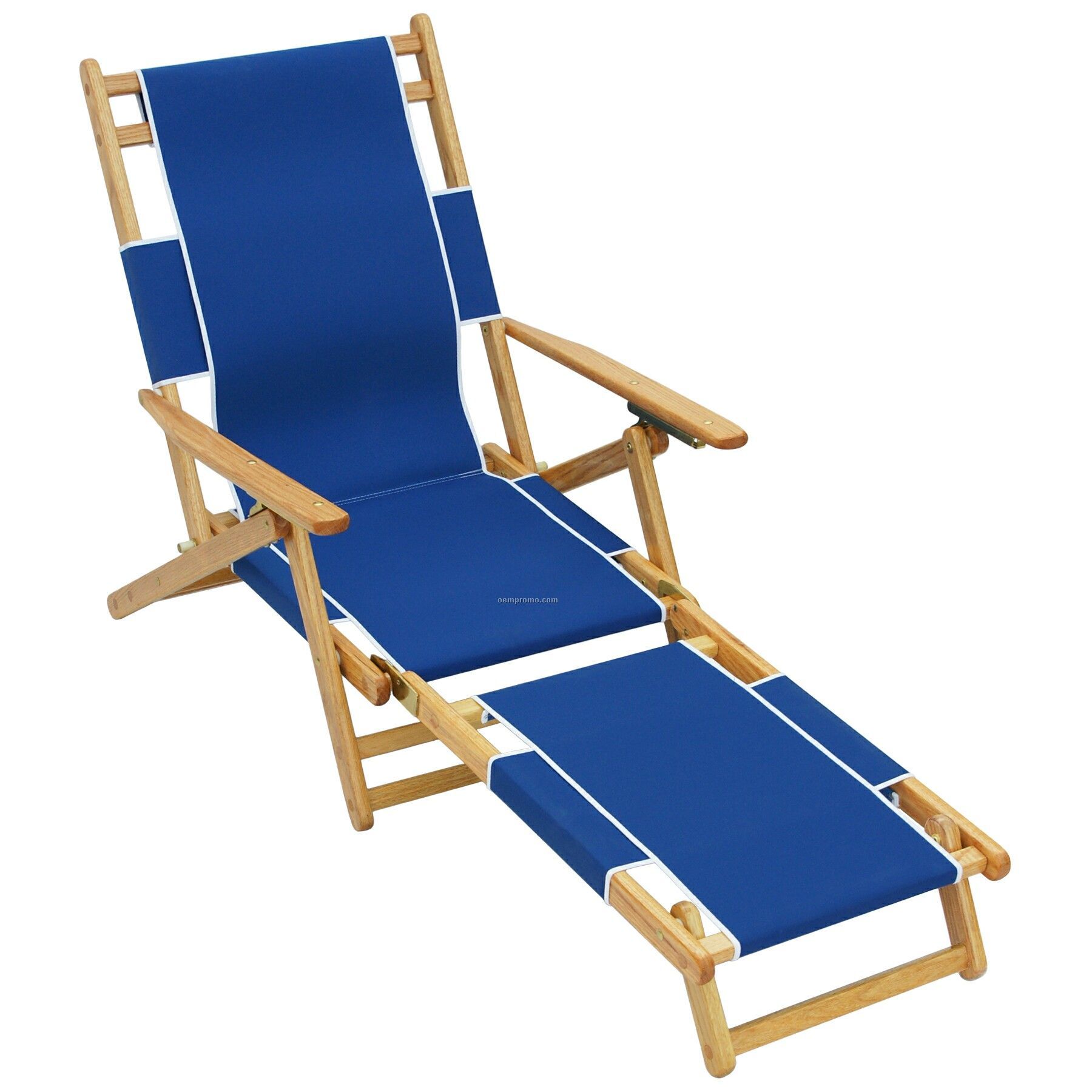 Us Made Folding Solid Oak Frame Low Beach Lounger