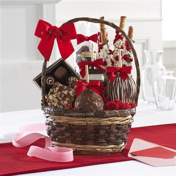Classic Sweetheart Basket - Apples/ Pastel Pretzels/ Candy (10