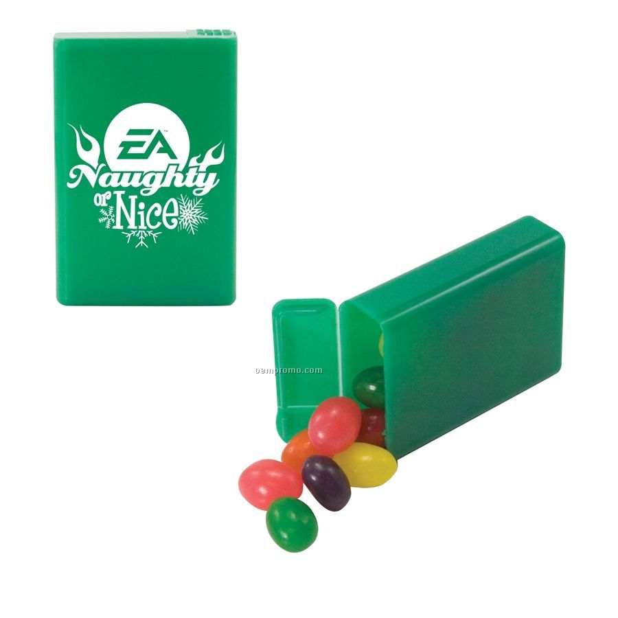 Green Refillable Plastic Mint/ Candy Dispenser With Jelly Beans
