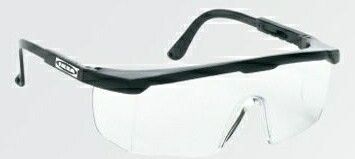Large Single Lens Safety Glasses W/ Clear Lens & Black Frame