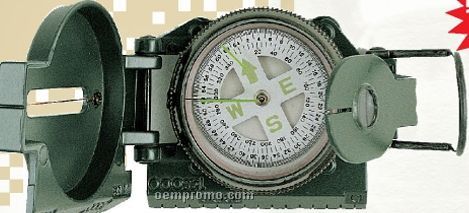 Olive Green Drab Military Marching Compass With Magnifying Glass