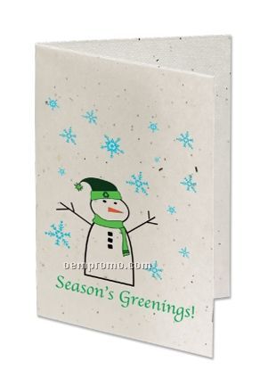 Seeded Paper Holiday Card - Season's Greenings (Snowman)