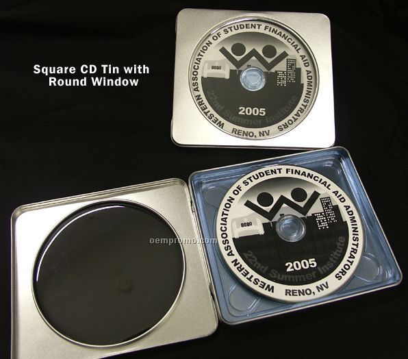 Square CD Tin With Round Window