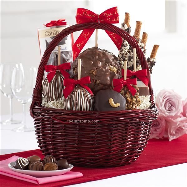 Grand Sweetheart Basket - Apples/ Caramels/ Candy (12.5"X12.5"X15")