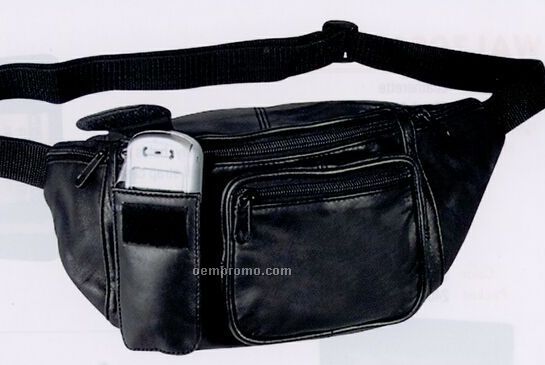 Leather Fanny Pack W/ Outer Cell Phone Holder