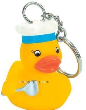 Rubber Chef Duck Key Chain