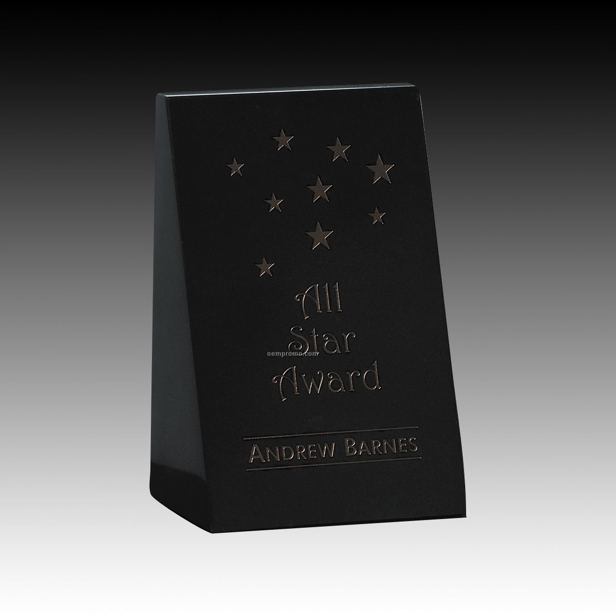 Black Genuine Marble Malaga Crystal Award
