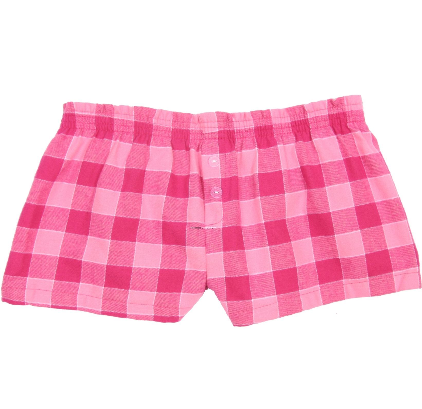 Ladies' Bubblegum Pink Flannel Bitty Boxer Short With False Fly