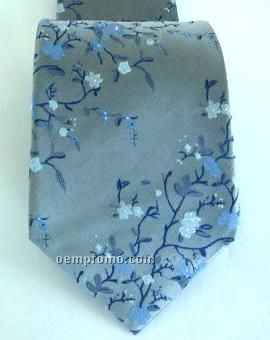 Silk Necktie - Flower Blossom Stripe