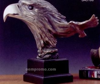 Silver Finish Eagle Head Trophy W/ Outstretched Feather (10"X10")