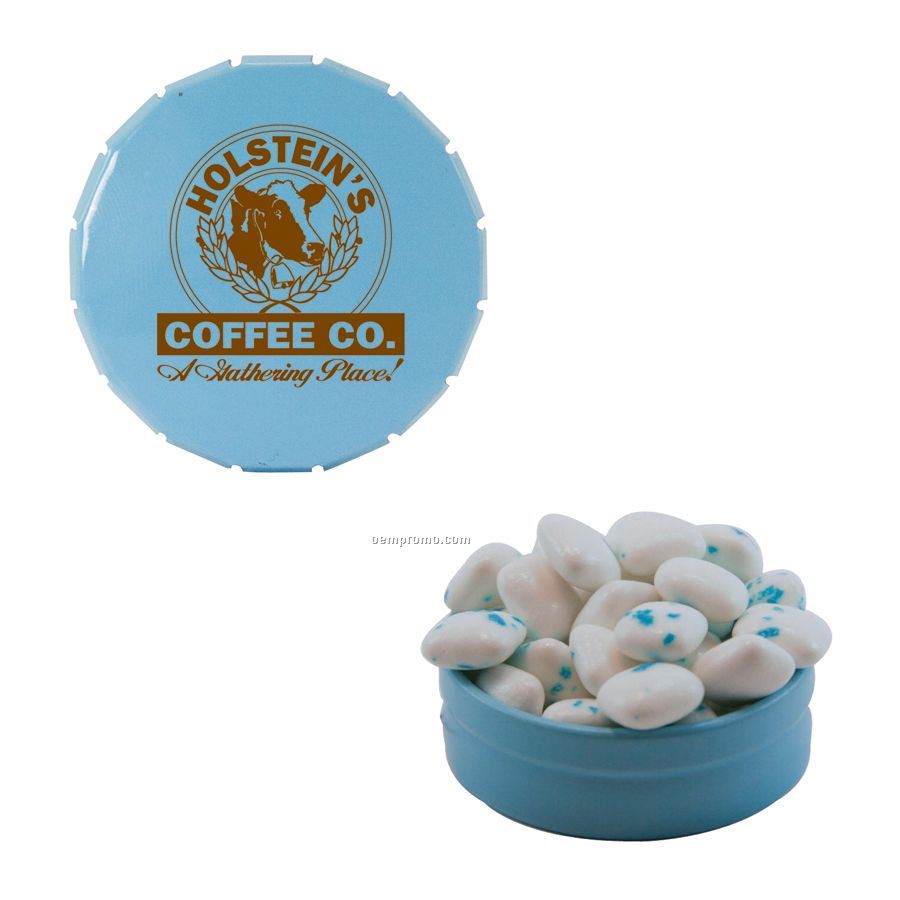 Small Light Blue Snap-top Mint Tin Filled With Sugar Free Gum