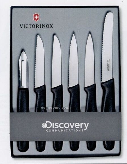 Victorinox Swiss Army 6 Piece Knife W/ Black Handle