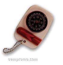 Beige Key Tag W/ Red Whistle & Black Compass (Blank)