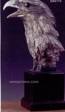 Silver Finish Eagle Head Trophy W/ Cube Base (5"X11.5")