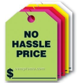 V-t Fluorescent Mirror Hang Tag - No Hassle Price (8 1/2"X11 1/2")