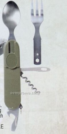 Olive Green Drab Foreign Legion 11-in-1 Military Chow Set W/ Corkscrew