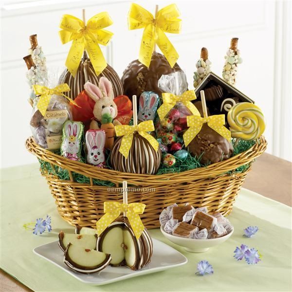 Premium Easter Basket - 4 Apples/ Chocolate Bunny/Hoppy Bunny (14"X10"X12")