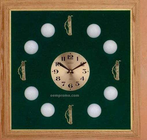 Solid Oak Framed Big Sport Series Clock - Golf