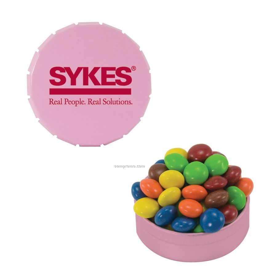 Small Pink Snap-top Mint Tin Filled With Chocolate Littles