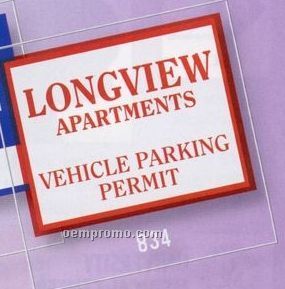 Square Clear Polyester Square Cut Parking Permit W/ Picture Frame Border