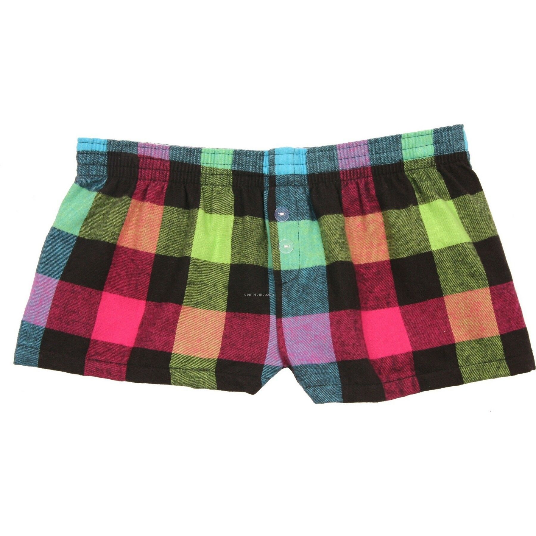 Ladies' Neon Flannel Bitty Boxer Short With False Fly