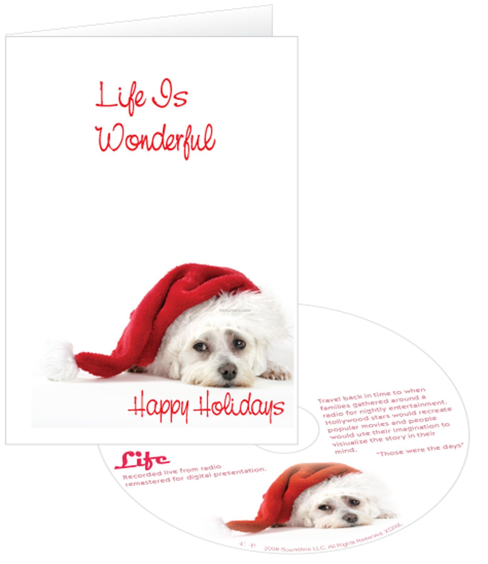 Puppy In Santa Hat Holiday Greeting Card W/ Matching CD