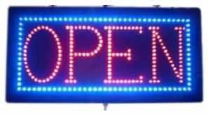 24" Red Open LED Sign W/ Blue Border