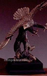 Brown Diagonal Swooping Eagle Trophy W/ Square Base (11.5