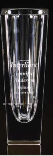 Davinci Full Lead Crystal 10" Vase W/ Subtle Geometric Design