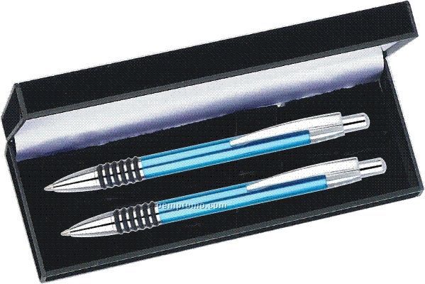 Saturn Series Pen And Pencil Set (Blue)