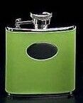 Stainless Steel Flask - Green Leather (2.5 Oz.)