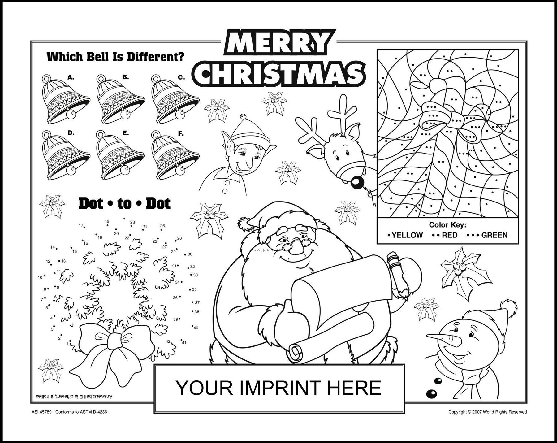 Merry Christmas Activity Placemat And Poster
