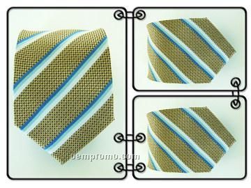 Polyester Necktie - Stripe On Coarse Weave